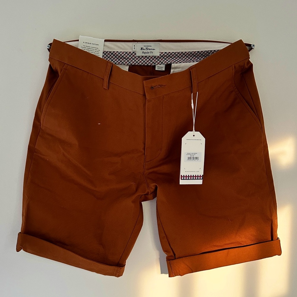 Ben Sherman Rust Orange Flat Front Men's Shorts